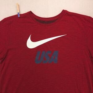 Nike Casual Crew Neck Graphic Short Sleeve T Shirt Mens Size Large L Red